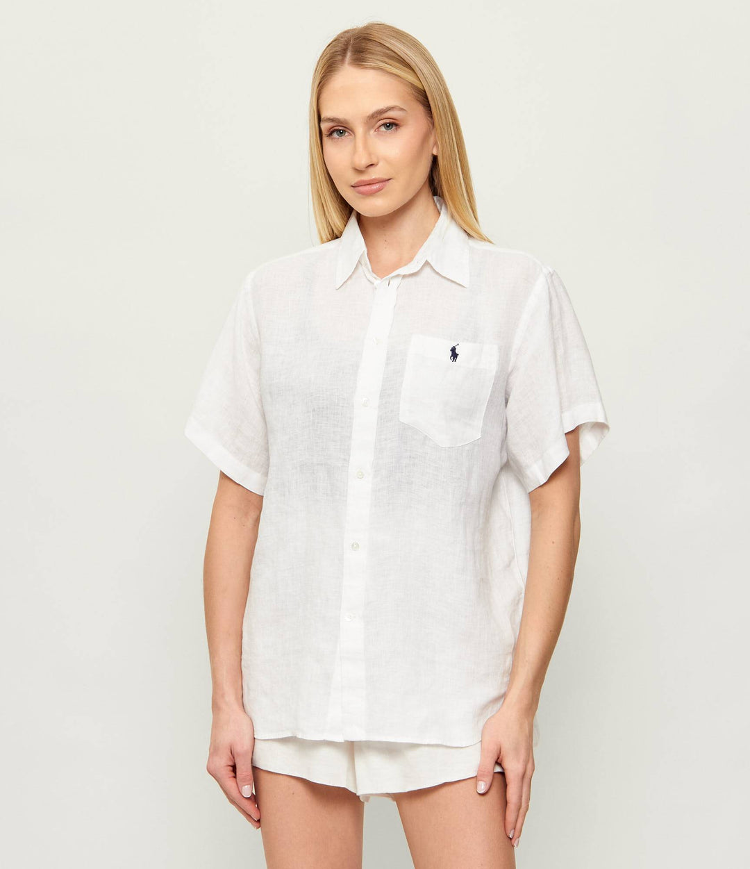 Ralph Lauren Damenhemd aus Leinen mit lockerer Passform und: Weiß