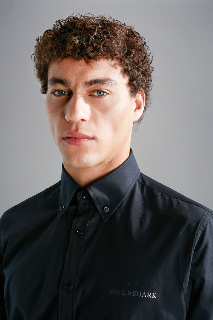 Chemise en coton Paul &amp; Shark avec logo imprimé réfléchissant: Noir – autre vue