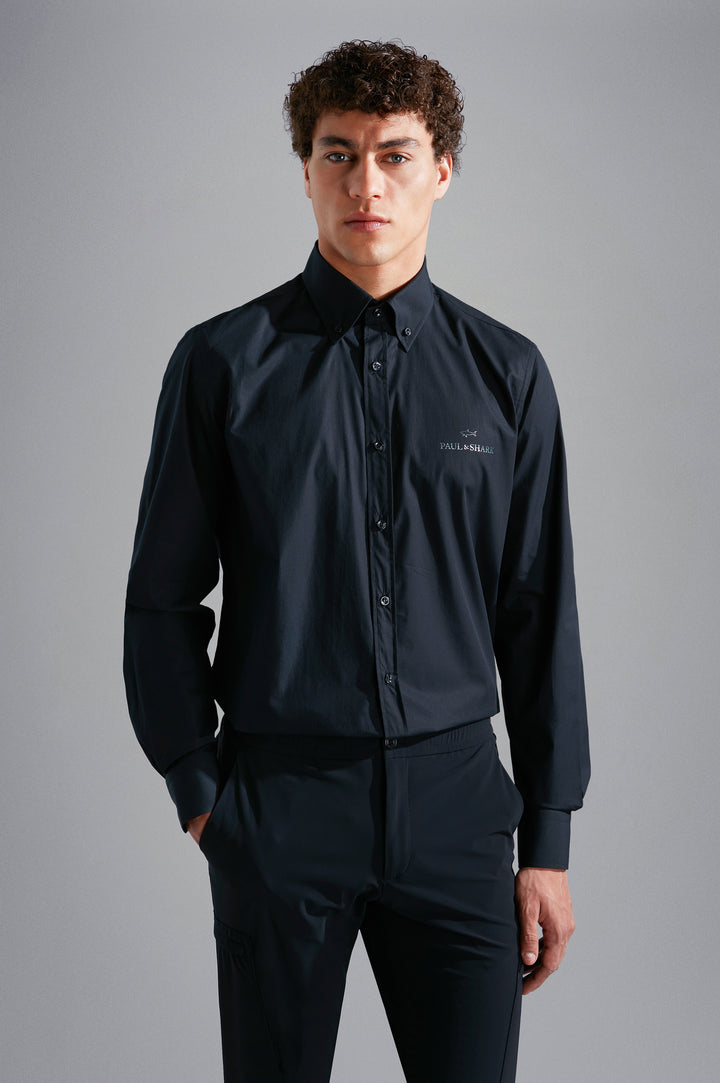 Chemise en coton Paul &amp; Shark avec logo imprimé réfléchissant: Noir