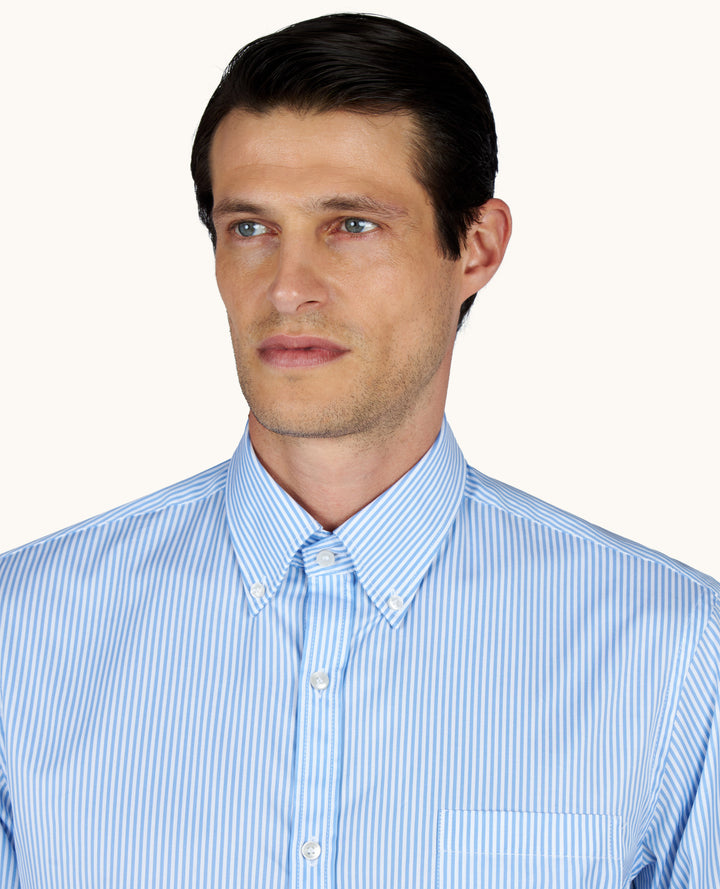 Camisa de sarga de algodón con botones de Paul: Azul claro/Blanco – vista alternativa