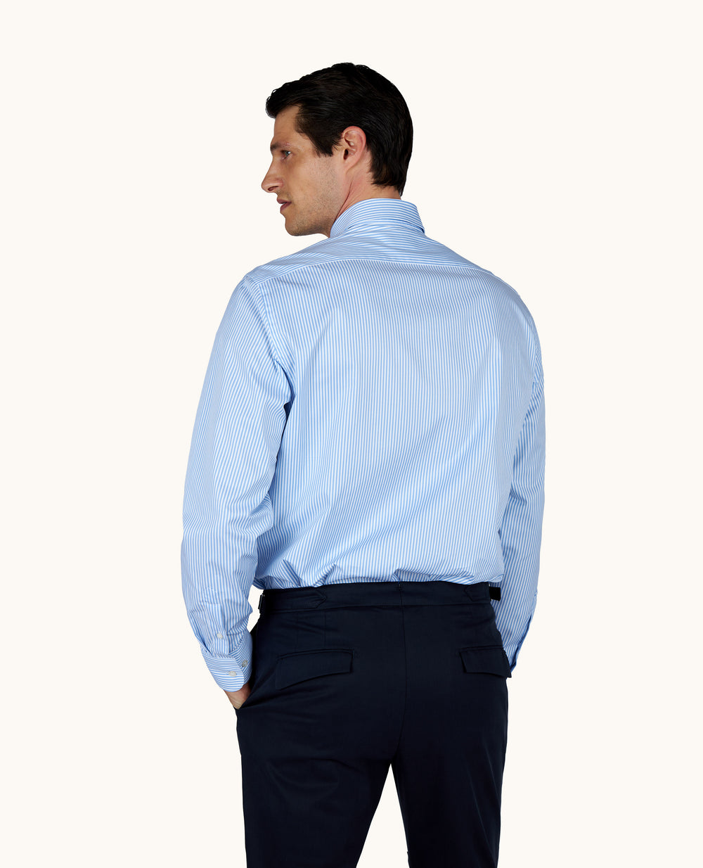 Camisa de sarga de algodón con botones de Paul: Azul claro/Blanco – vista alternativa