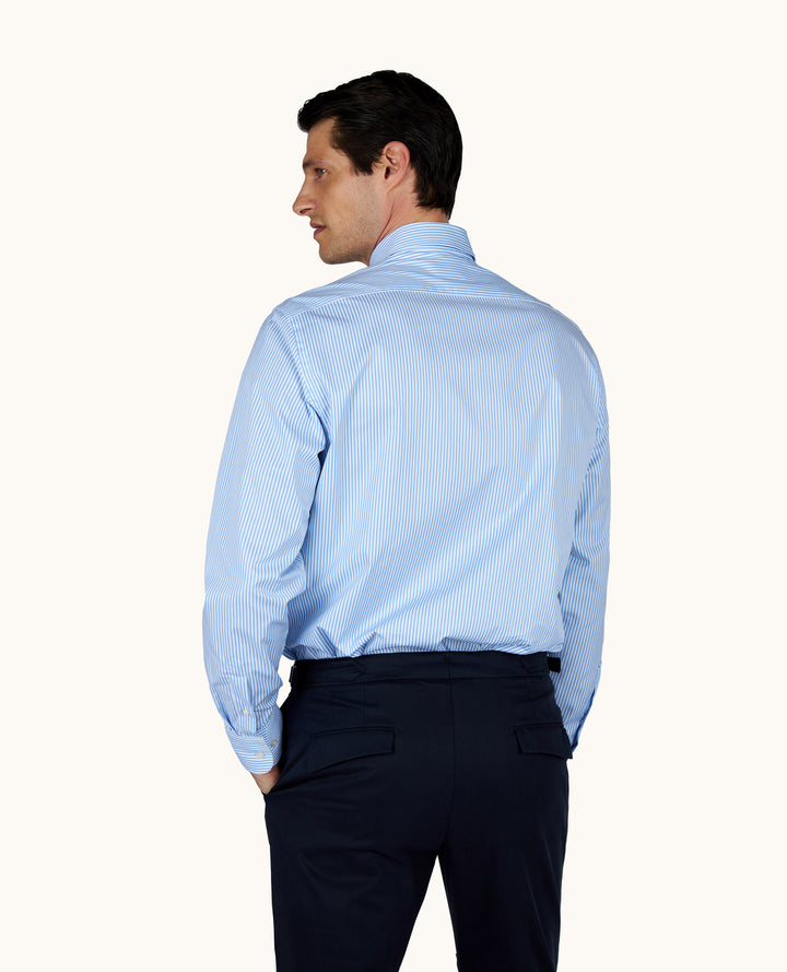Camisa de sarga de algodón con botones de Paul: Azul claro/Blanco – vista alternativa