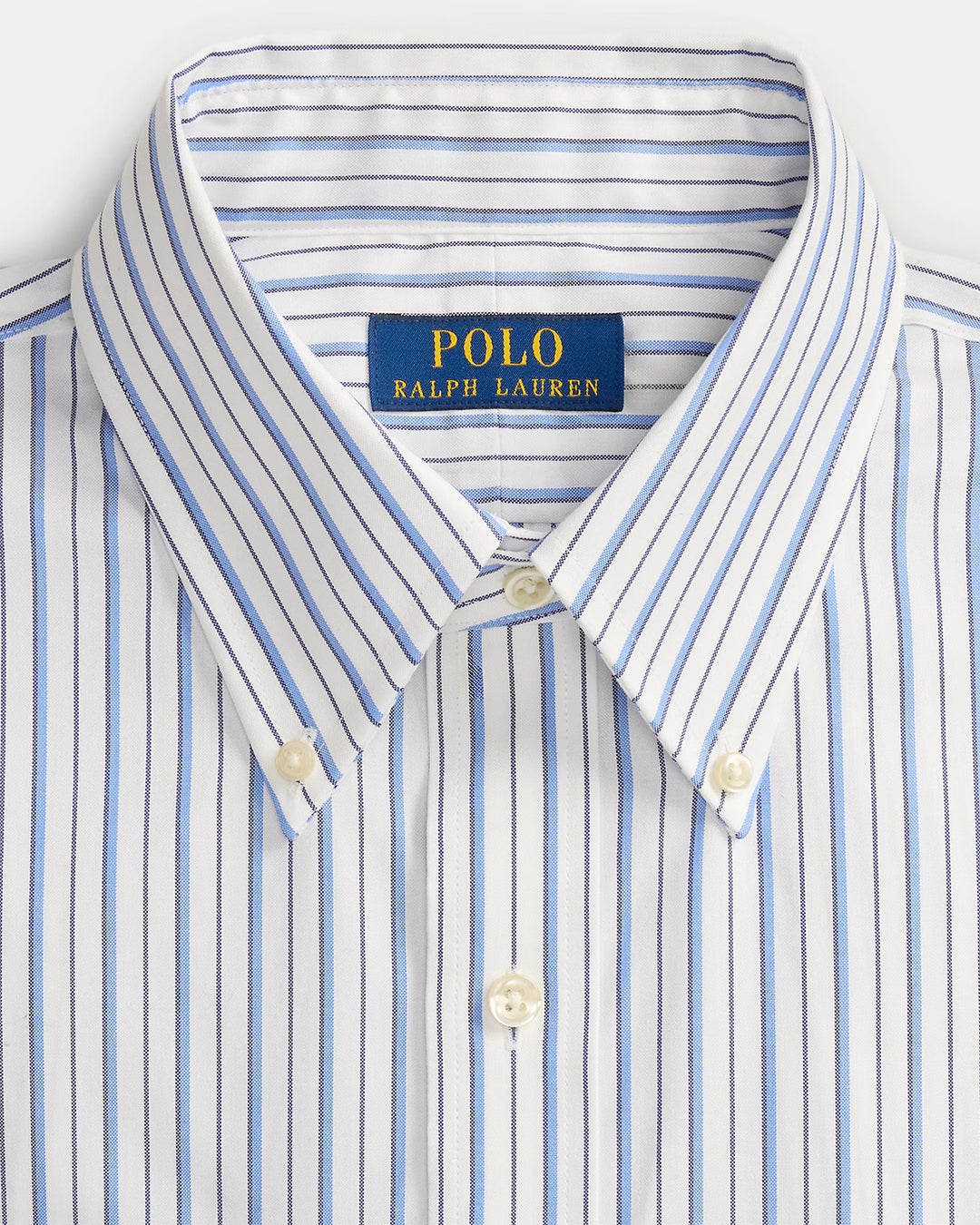 Ralph Lauren gestreiftes Pinpoint-Oxfordhemd: Weiß/Blau/Mehrfarbig – alternative Ansicht