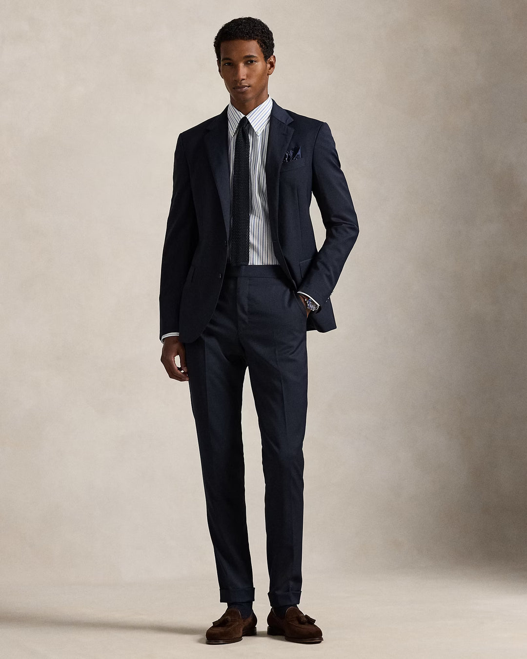Ralph Lauren gestreiftes Pinpoint-Oxfordhemd: Weiß/Blau/Mehrfarbig – alternative Ansicht