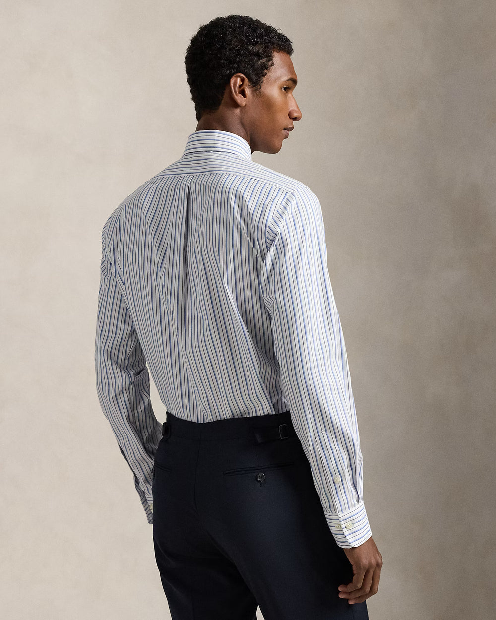Ralph Lauren gestreiftes Pinpoint-Oxfordhemd: Weiß/Blau/Mehrfarbig – alternative Ansicht