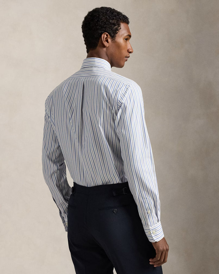 Ralph Lauren gestreiftes Pinpoint-Oxfordhemd: Weiß/Blau/Mehrfarbig – alternative Ansicht