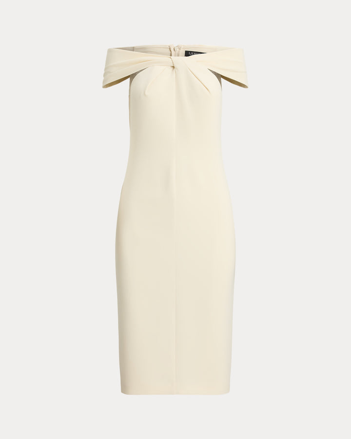 Robe de cocktail en crêpe à encolure croisée Lauren Ralph: Crème – vue en situation