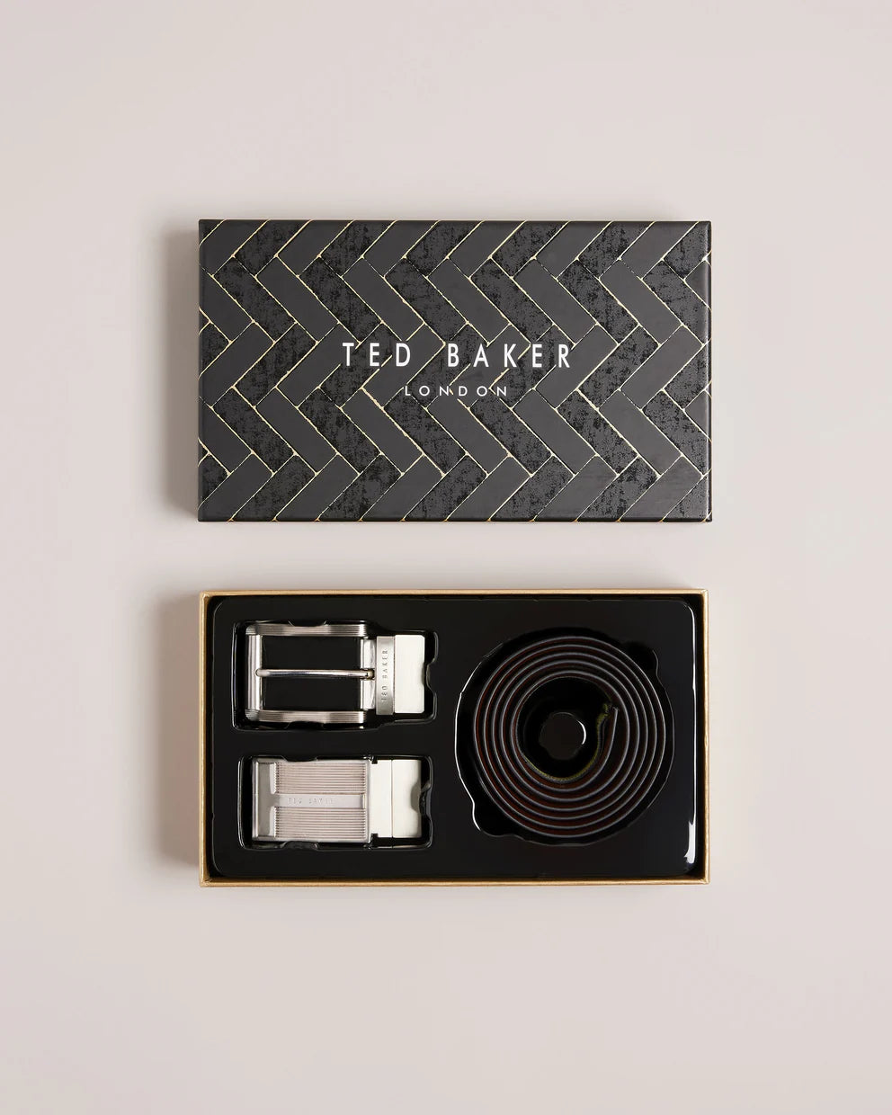 Ζώνη Ted Baker Newbey σε συσκευασία: Μαύρο/Καφέ