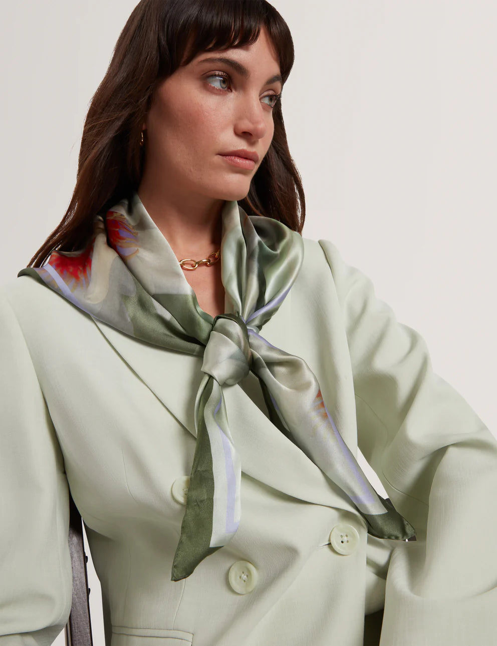 Μαντίλι τετράγωνο από μετάξι Ted Baker Jainne με σχέδιο: Πράσινο – εναλλακτική όψη