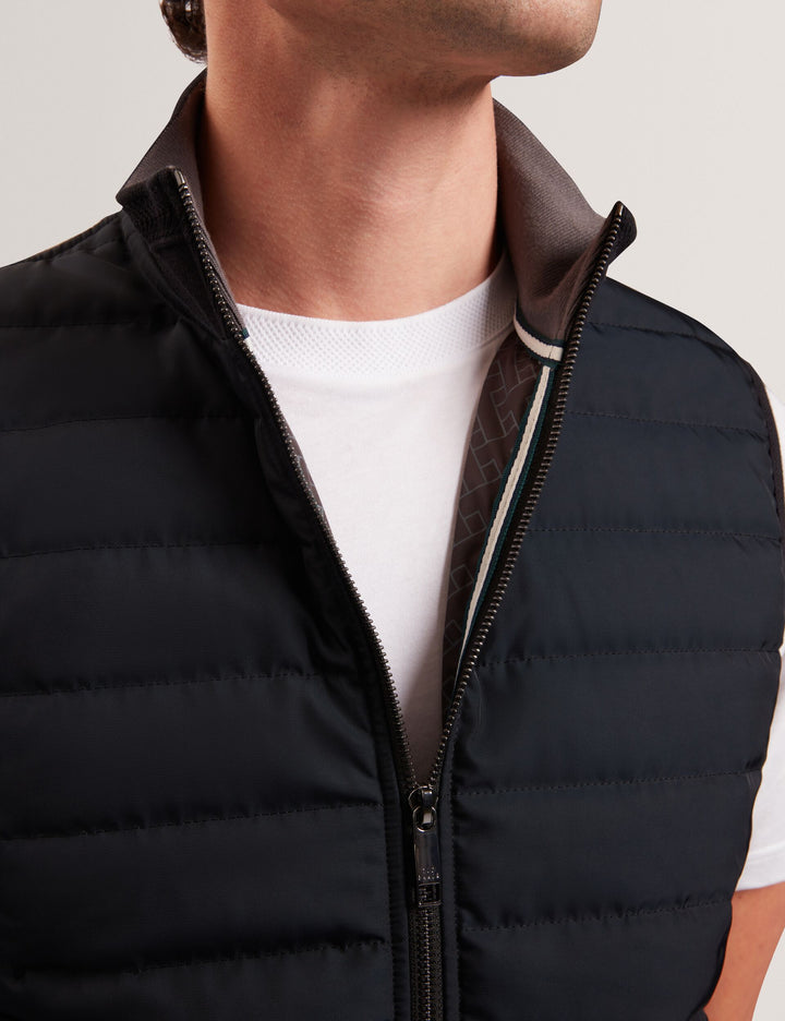 Gilet zippé à col cheminée et devant matelassé Ted: Bleu marine – autre vue
