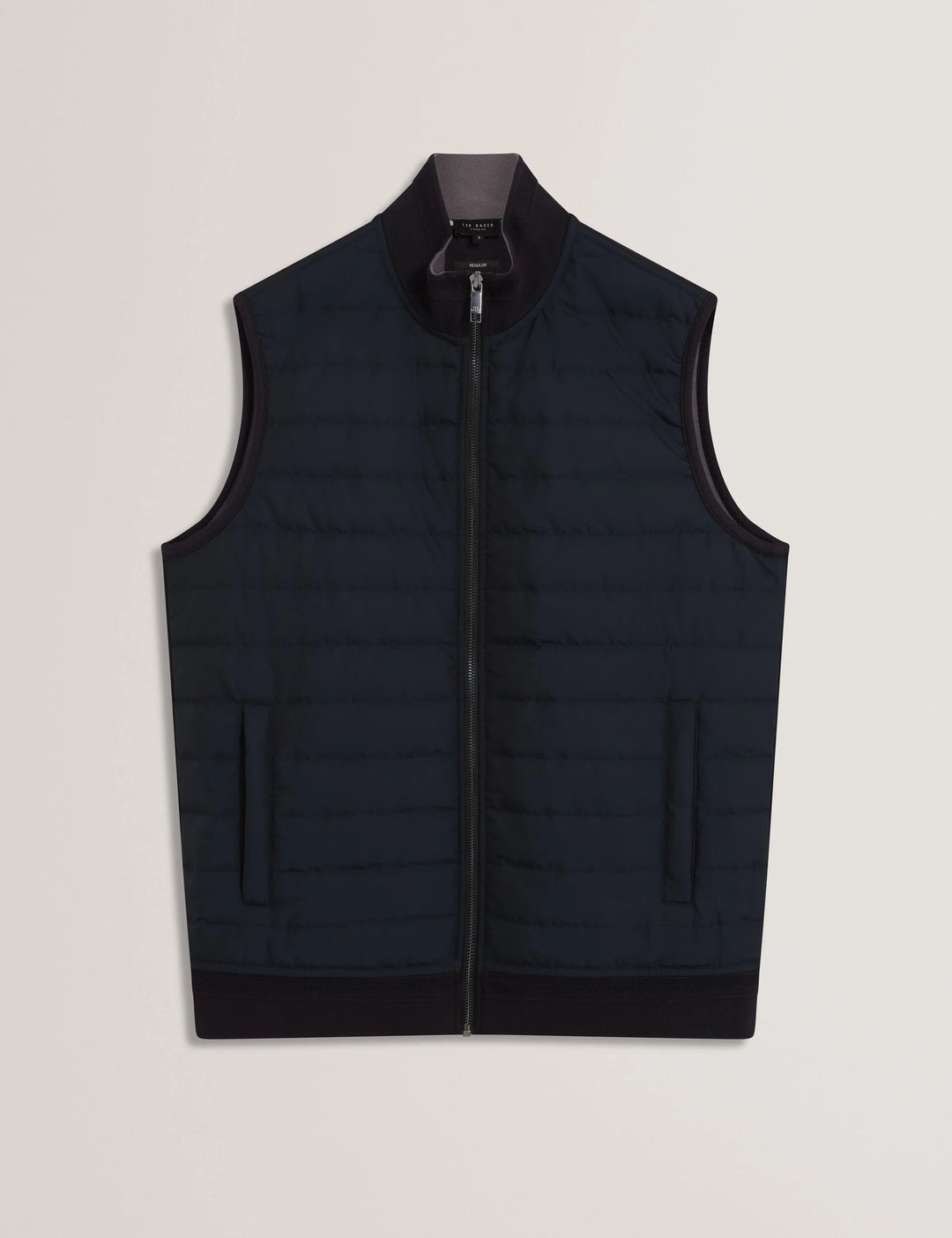 Gilet zippé à col cheminée et devant matelassé Ted: Bleu marine – autre vue