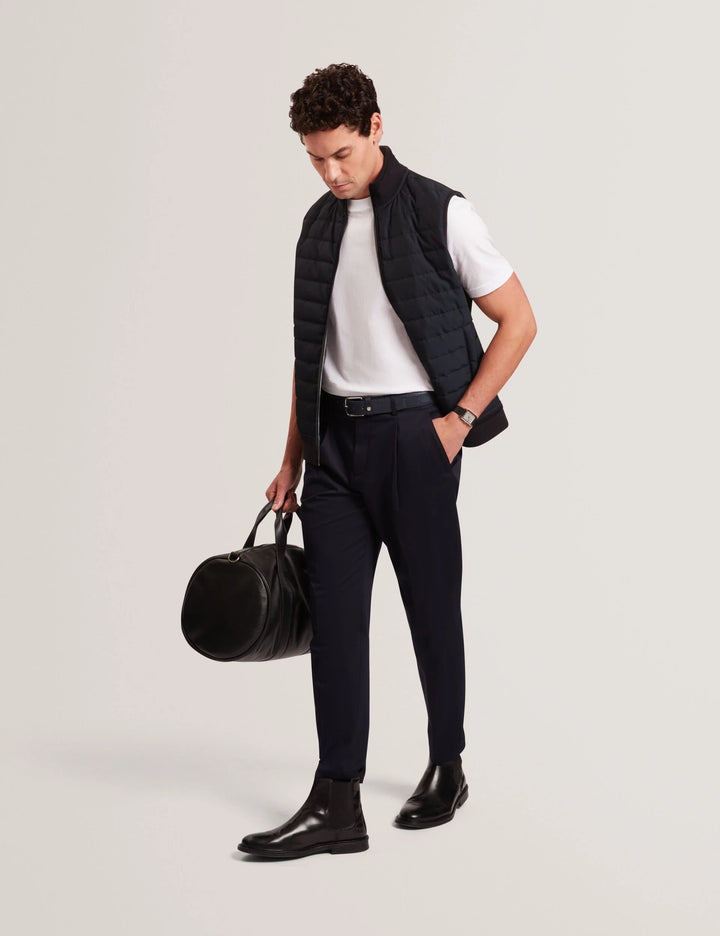 Gilet zippé à col cheminée et devant matelassé Ted: Bleu marine – autre vue