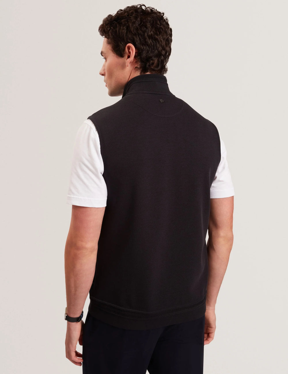 Gilet zippé à col cheminée et devant matelassé Ted: Bleu marine – autre vue
