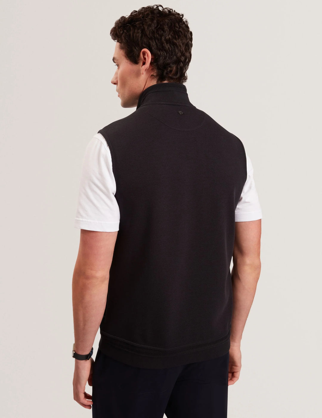 Gilet zippé à col cheminée et devant matelassé Ted: Bleu marine – autre vue
