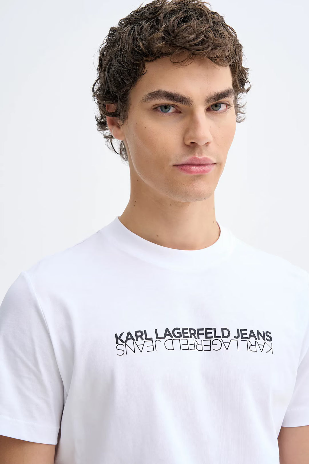 Karl Lagerfeld Slim-Fit Reflection Herren-T-Shirt: Weiß – alternative Ansicht