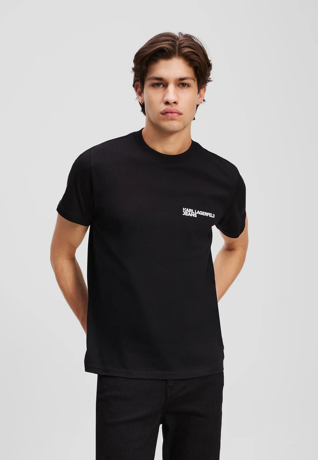 تي شيرت رجالي بقصّة ضيقة من كارل لاغرفيلد Slim Fit: أسود