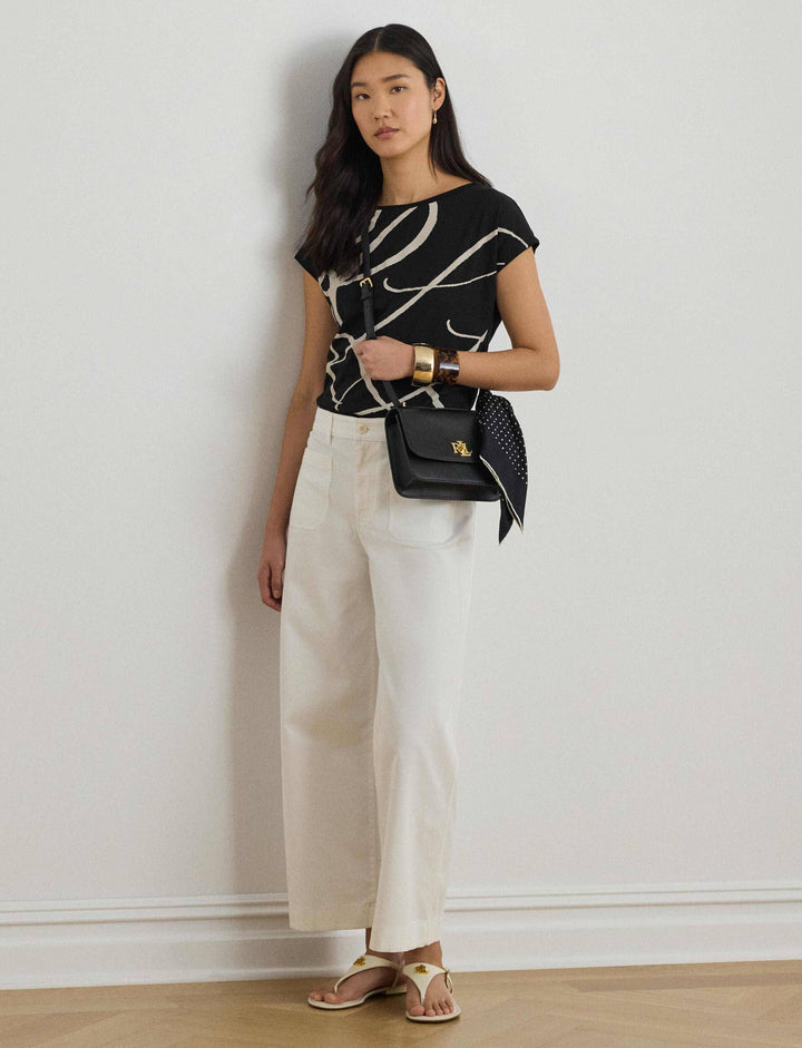 Lauren Ralph Lauren 印花棉混纺上衣，黑色 – 其他角度