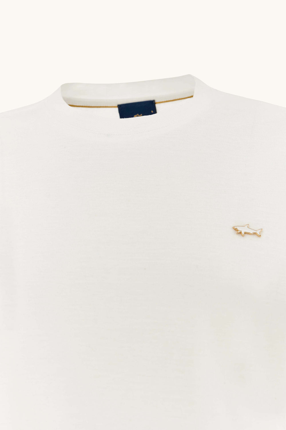 Paul & Shark men's Double Mercerised Cotton Jersey T-shirt in White – detail view