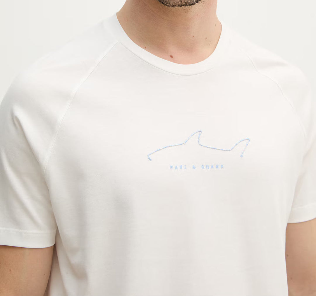 T-shirt en jersey de coton léger Paul &amp; Shark: Blanc – autre vue