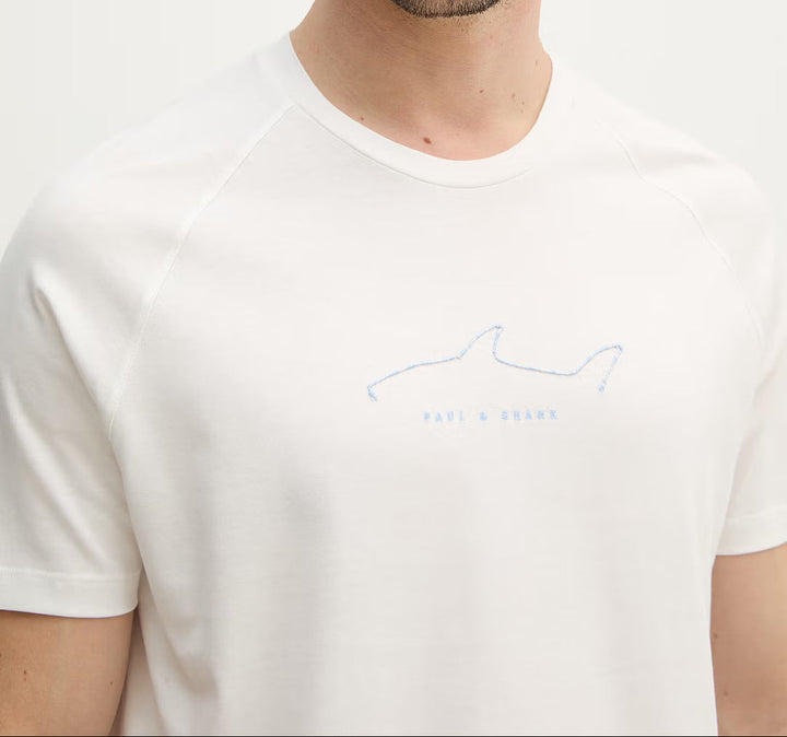 T-shirt en jersey de coton léger Paul &amp; Shark: Blanc – autre vue