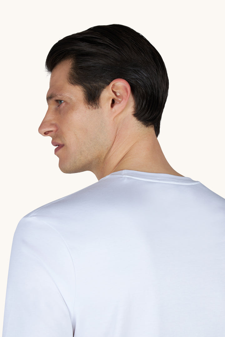 Paul &amp; Shark T-Shirt aus extrafeiner Supima®-Baumwolle: Weiß – Detailansicht