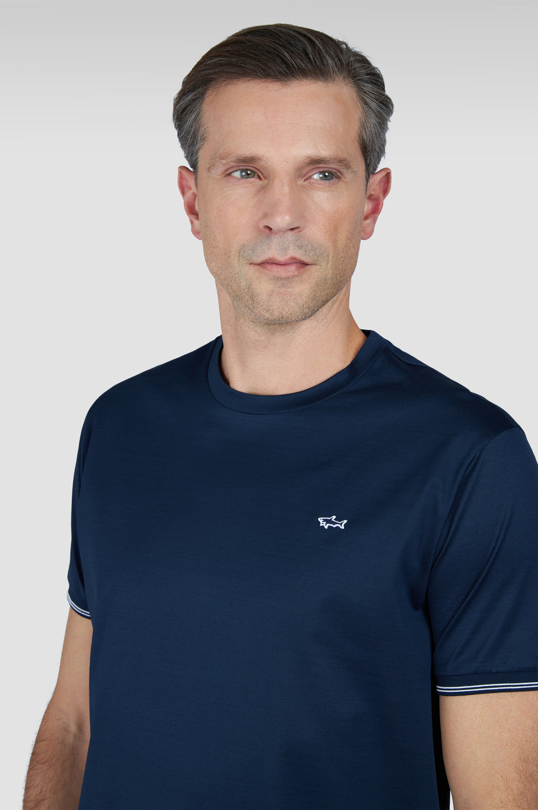 Paul &amp; Shark T-Shirt aus doppelt merzerisierter: Marineblau – Detailansicht