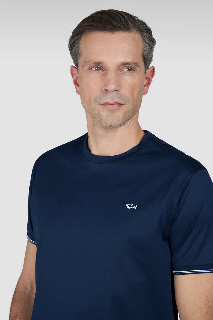 Paul &amp; Shark T-Shirt aus doppelt merzerisierter: Marineblau – Detailansicht