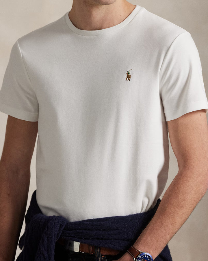 Ralph Lauren Custom Slim Fit柔软棉质双面针织T恤，白色 – 其他角度