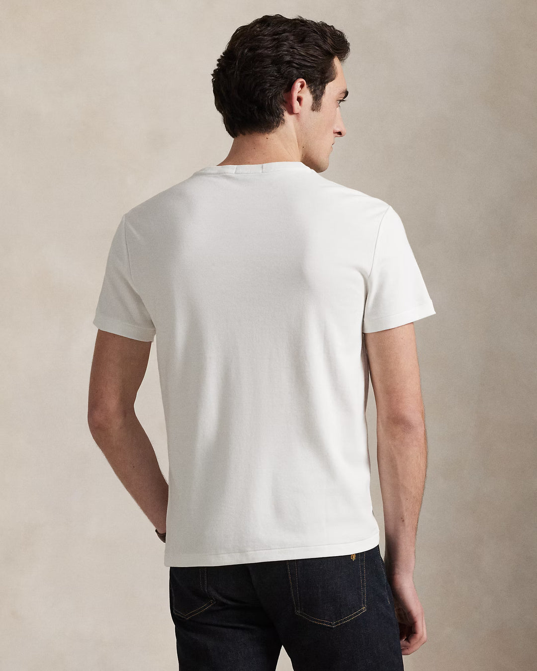 Ralph Lauren Custom Slim Fit柔软棉质双面针织T恤，白色 – 其他角度