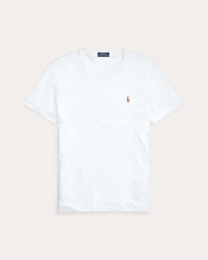 Ralph Lauren Custom Slim Fit柔软棉质双面针织T恤，白色 – 场景图