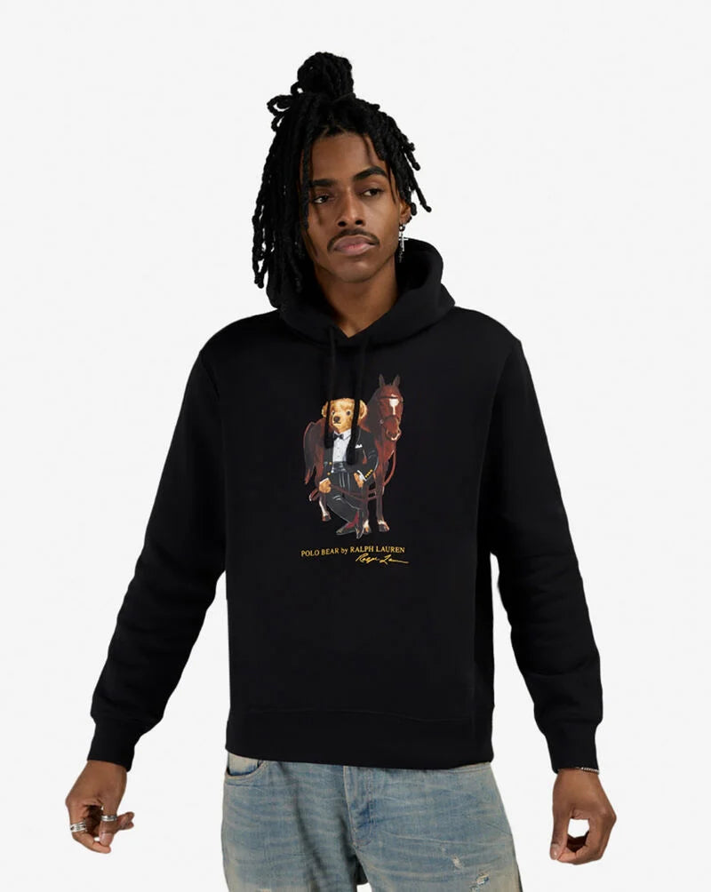 拉夫·劳伦 Polo Bear 抓绒连帽衫，黑色 – 其他角度