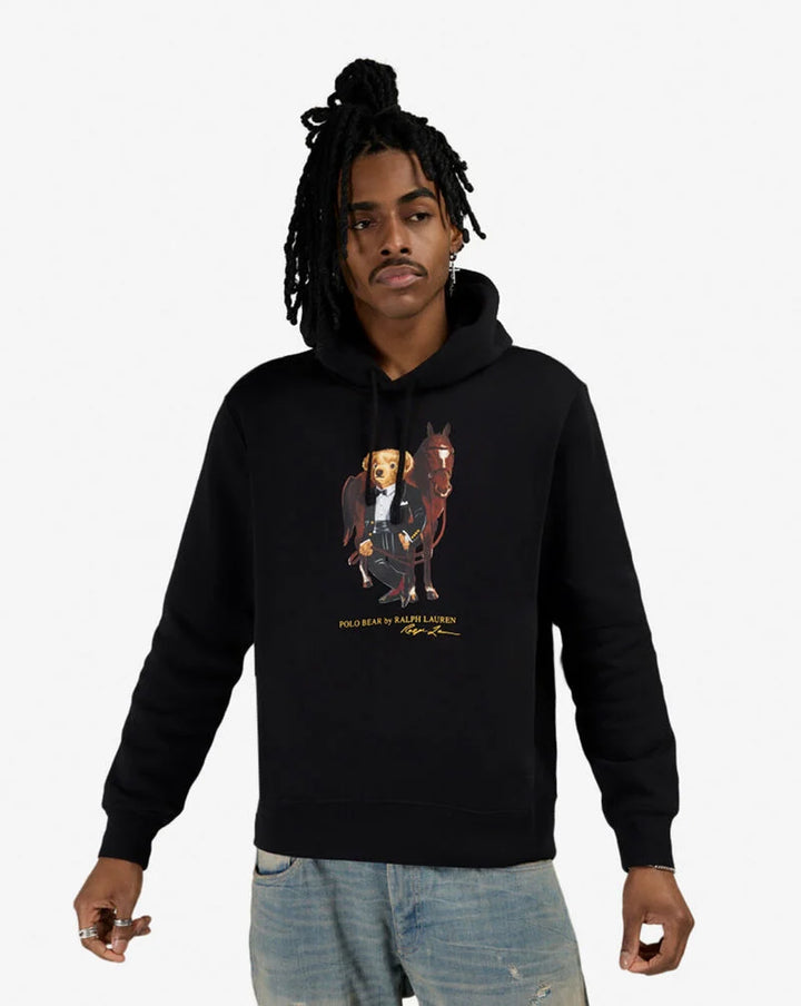拉夫·劳伦 Polo Bear 抓绒连帽衫，黑色 – 其他角度