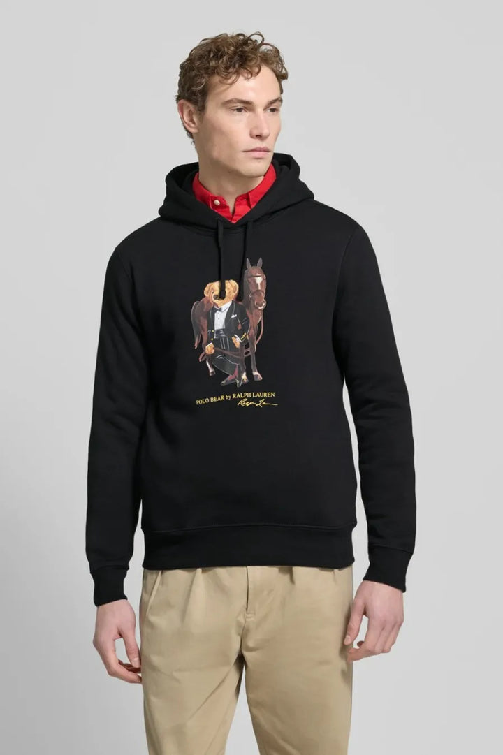 拉夫·劳伦 Polo Bear 抓绒连帽衫，黑色