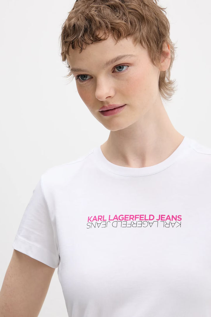 Karl Lagerfeld Slim-Fit Reflection Damen-T-Shirt | Weiß – alternative Produktansicht 4