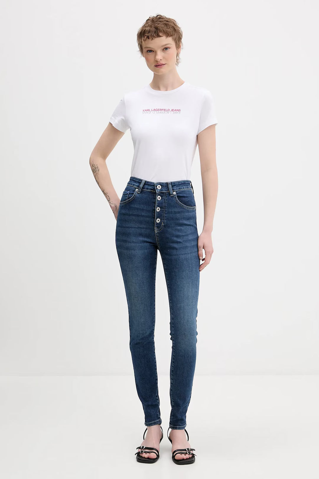 Karl Lagerfeld Slim-Fit Reflection Damen-T-Shirt | Weiß – alternative Produktansicht 5