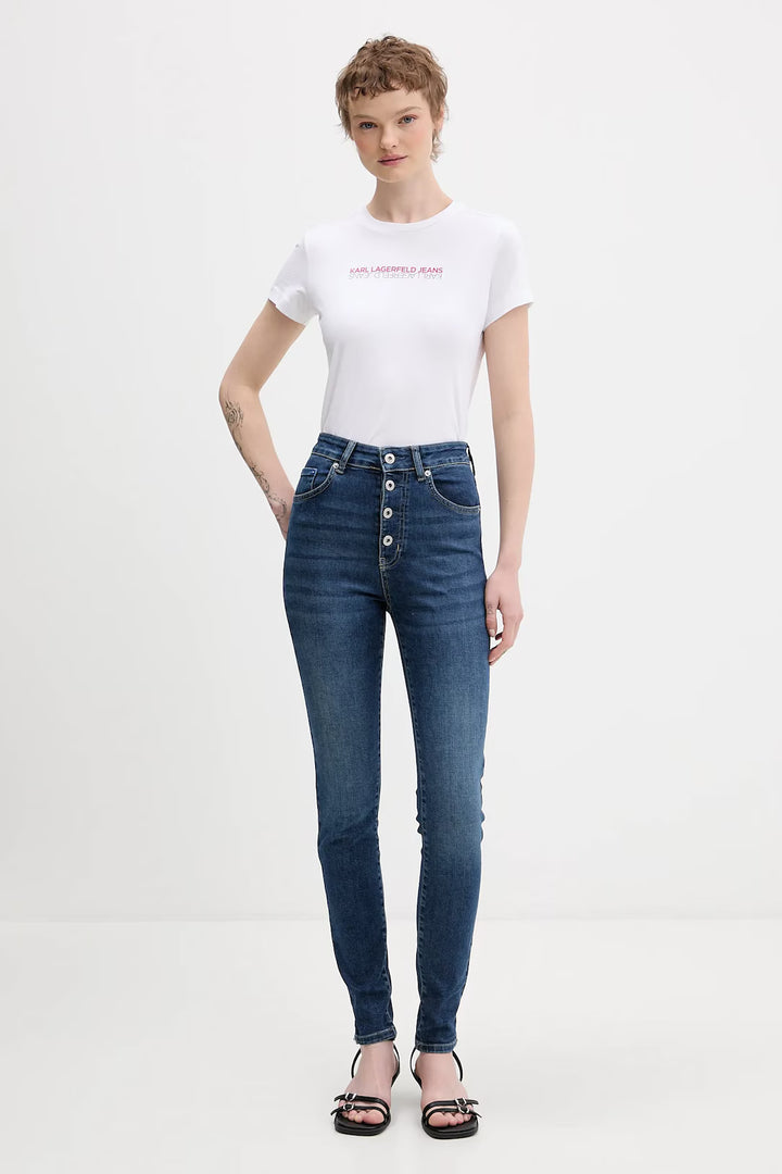 Karl Lagerfeld Slim-Fit Reflection Damen-T-Shirt | Weiß – alternative Produktansicht 5