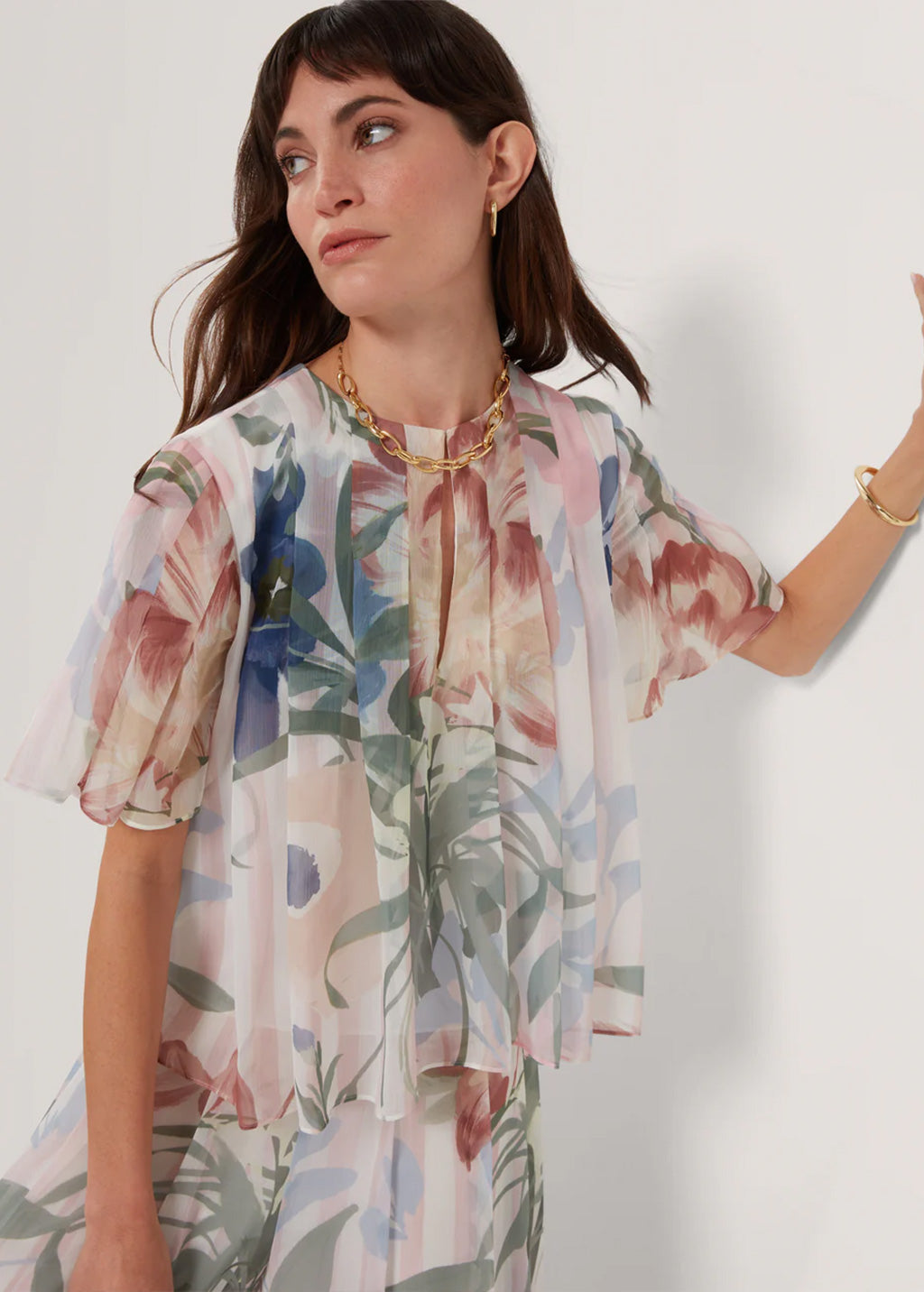 Ted Baker πλισέ μπλούζα Angel με λουλουδάτο σχέδιο: Ροζ – εναλλακτική όψη