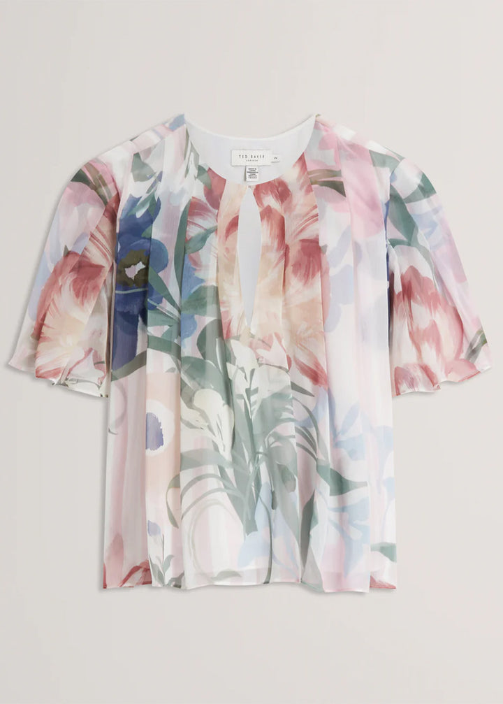 Ted Baker πλισέ μπλούζα Angel με λουλουδάτο σχέδιο: Ροζ – εναλλακτική όψη