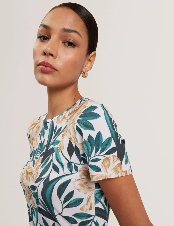 Ted Baker 郁金香印花修身短袖T恤，米色 – 其他角度