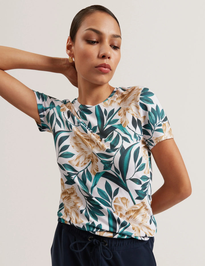 Ted Baker 郁金香印花修身短袖T恤，米色 – 其他角度