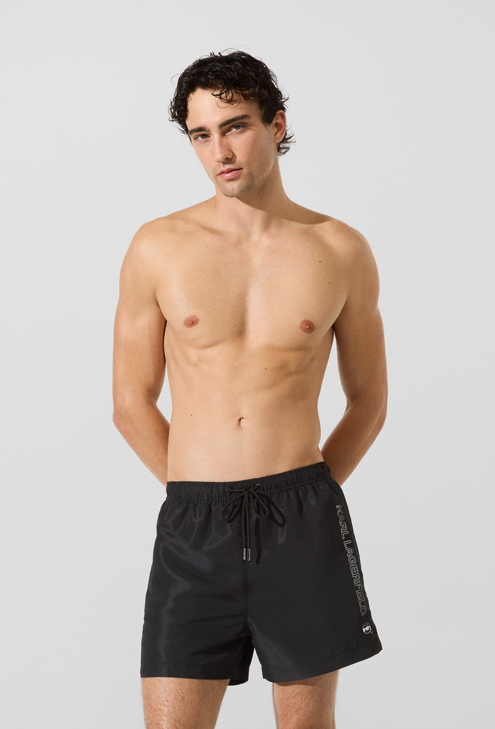 Karl Lagerfeld Ikon Metallic Boardshorts: Schwarz
