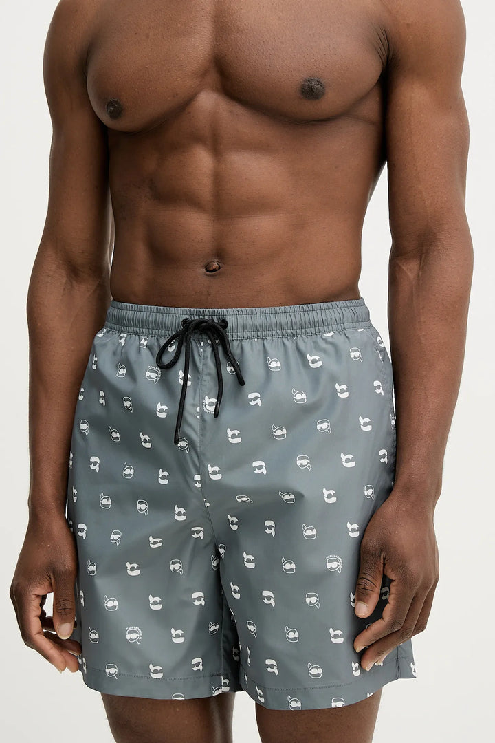 Pantaloncini da surf Karl Lagerfeld Ikon con stampa: Grigio – vista alternativa