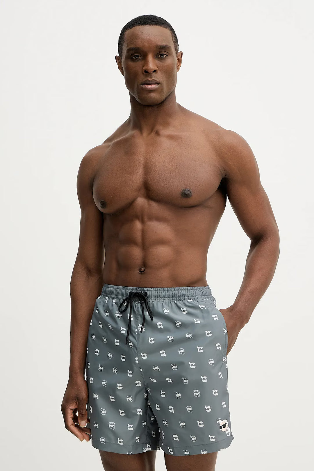 Pantaloncini da surf Karl Lagerfeld Ikon con stampa: Grigio