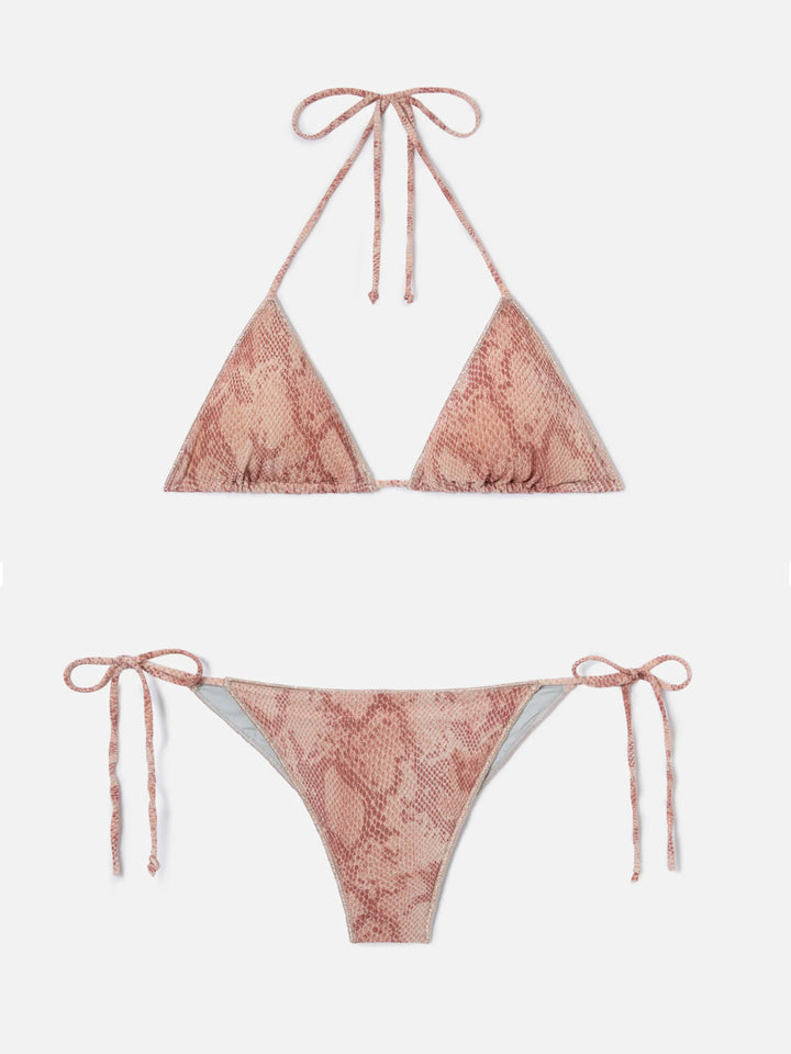 MC2 Saint Barth Leah: بيكيني وسروال من جلد الثعبان: Pink Lurex – عرض بديل