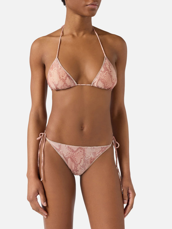MC2 Saint Barth Leah: بيكيني وسروال من جلد الثعبان: Pink Lurex