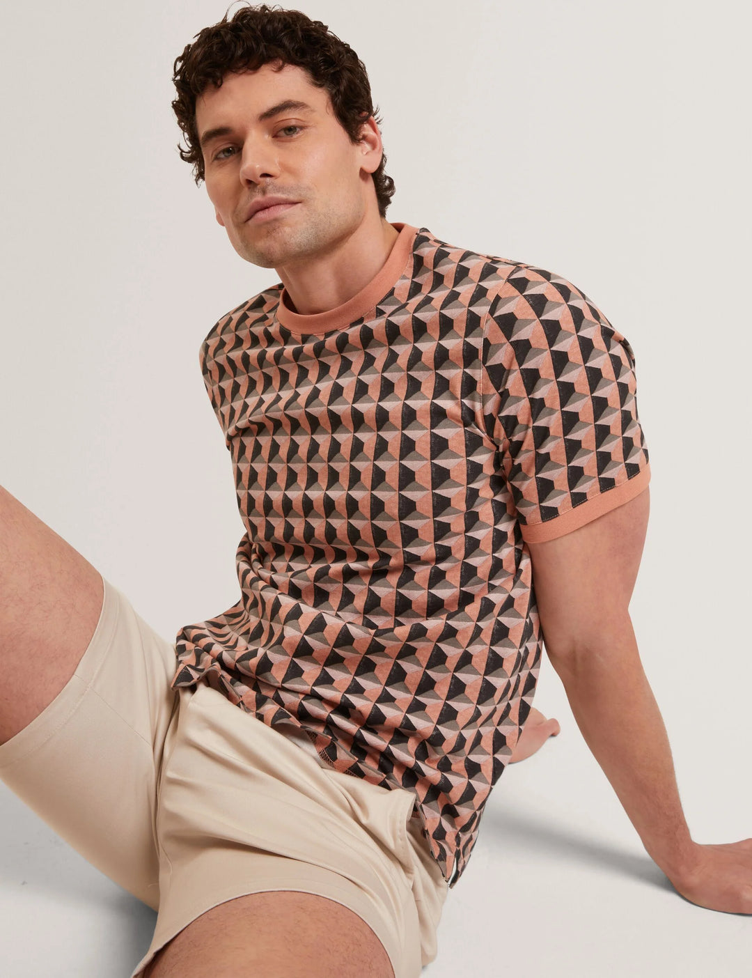 Σορτς Ted Baker Loweton από ελαστικό βαμβακερό ύφασμα με: Εκρού – εναλλακτική όψη