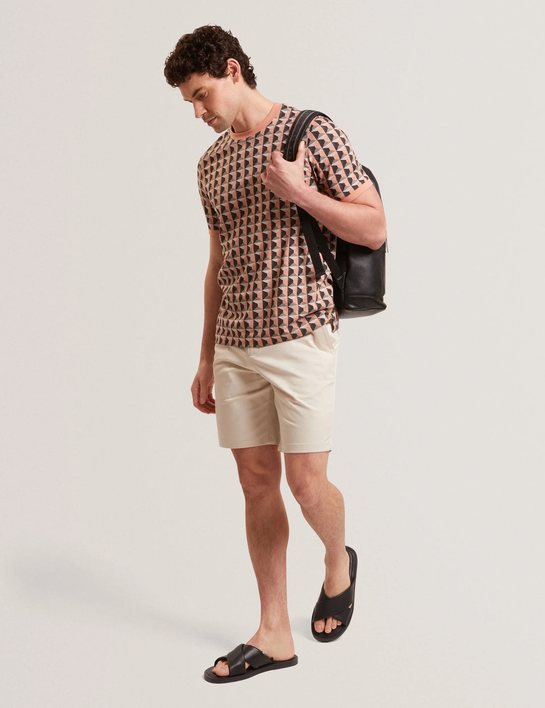 Σορτς Ted Baker Loweton από ελαστικό βαμβακερό ύφασμα με: Εκρού – εναλλακτική όψη