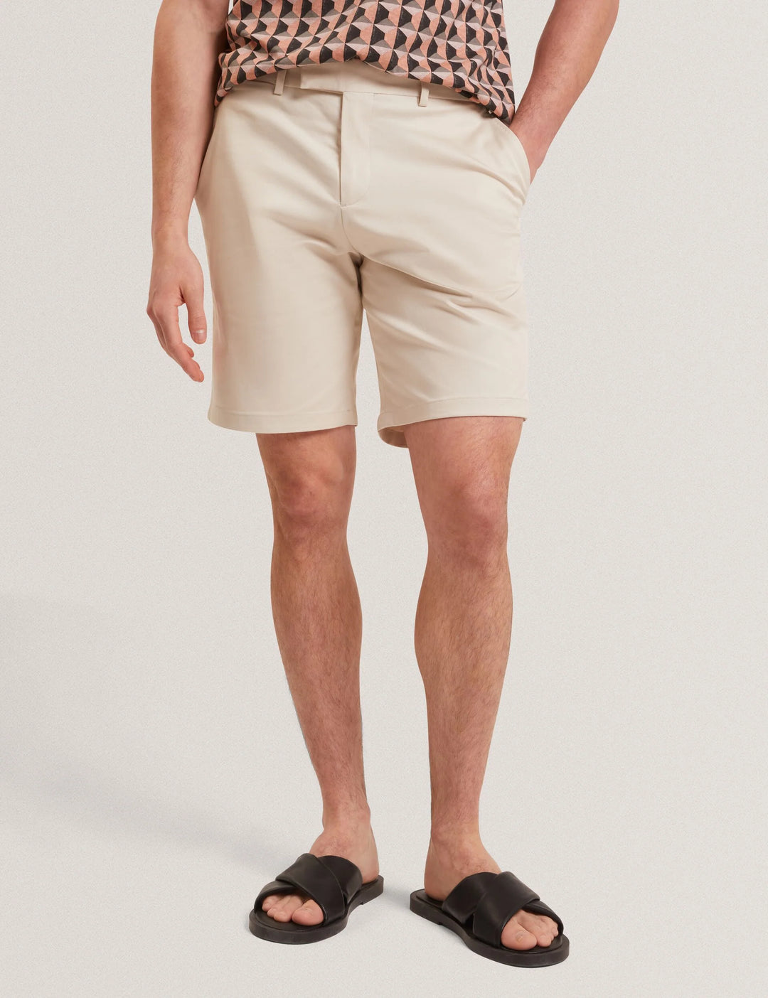 Σορτς Ted Baker Loweton από ελαστικό βαμβακερό ύφασμα με: Εκρού