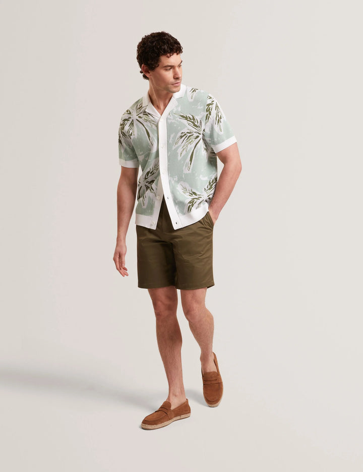 Σορτς Ted Baker Loweton από ελαστικό βαμβακερό ύφασμα με: Χακί