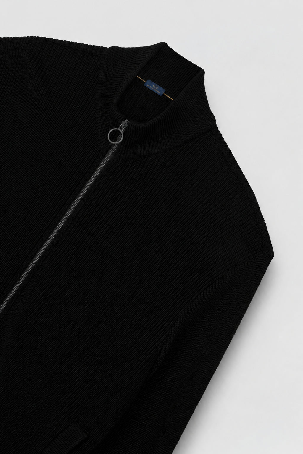 Paul &amp; Shark Tech Wool 拉链开衫，黑色 – 细节图